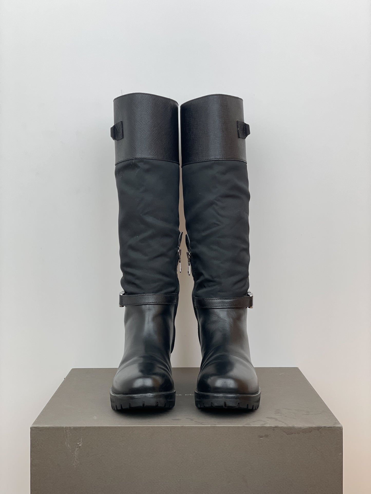 Prada 2000s Hybrid Buckle Biker Boots