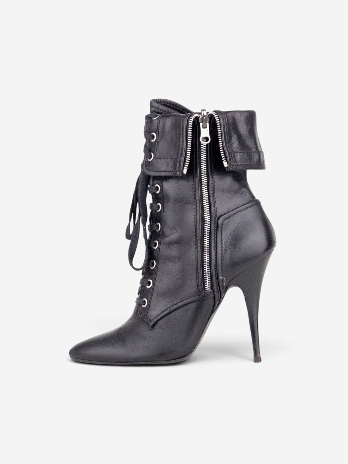 Balmain by Decarnin x Giuseppe Zanotti 2010s Zipper Ankle Heel Boots – side view
