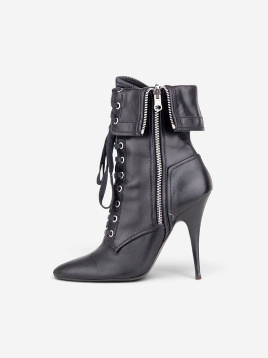 Balmain by Decarnin x Giuseppe Zanotti 2010s Zipper Ankle Heel Boots – side view