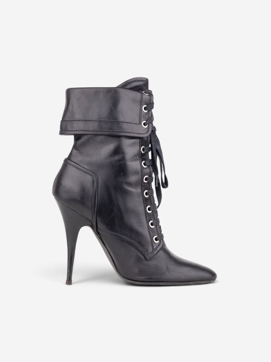 Balmain by Decarnin x Giuseppe Zanotti 2010s Zipper Ankle Heel Boots – side view