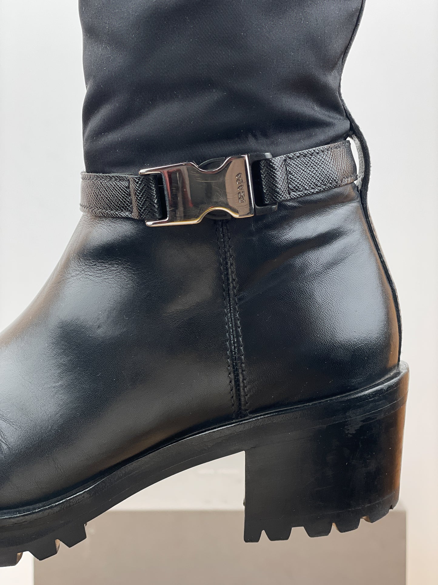 Prada 2000s Hybrid Buckle Biker Boots