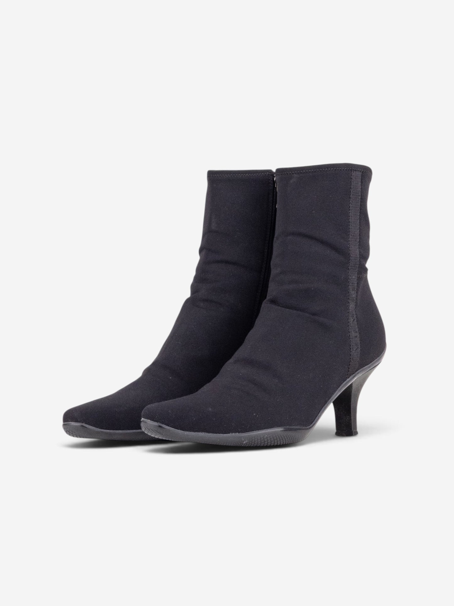 Prada 2000s Sports Neoprene Kitten Heel Ankle Boots – front view