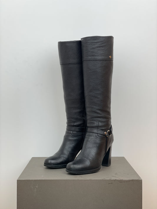 Prada 2000s Knee-High Biker Heel Boots