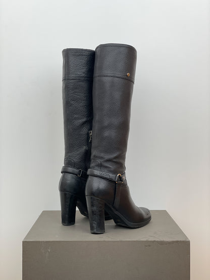 Prada 2000s Knee-High Biker Heel Boots