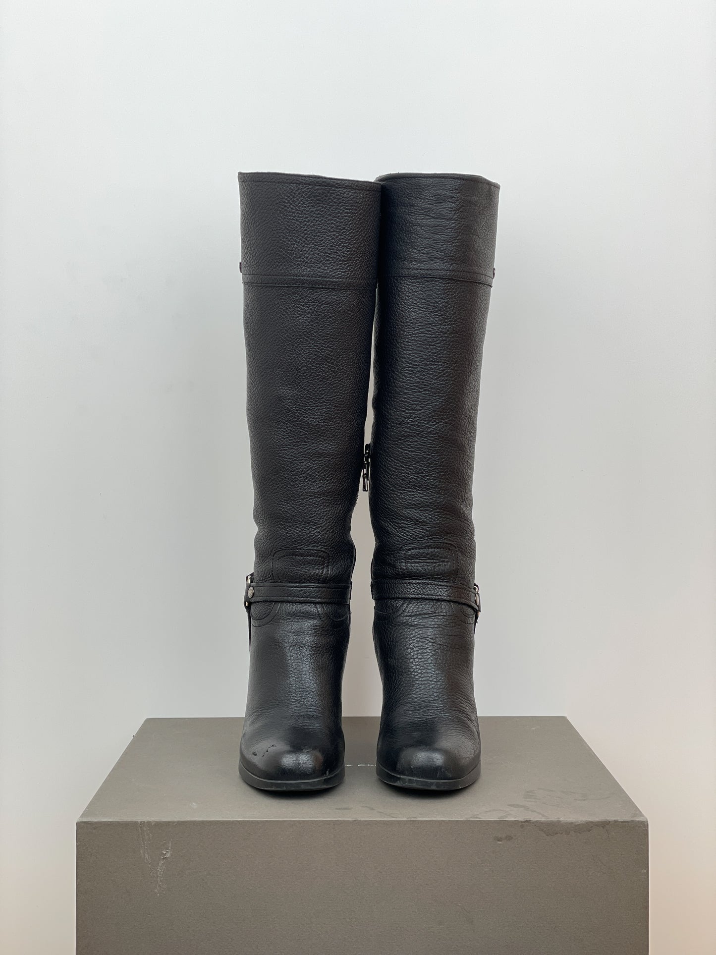 Prada 2000s Knee-High Biker Heel Boots