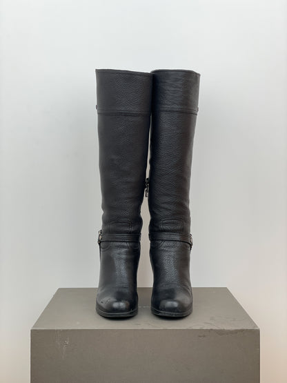 Prada 2000s Knee-High Biker Heel Boots