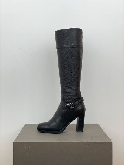 Prada 2000s Knee-High Biker Heel Boots