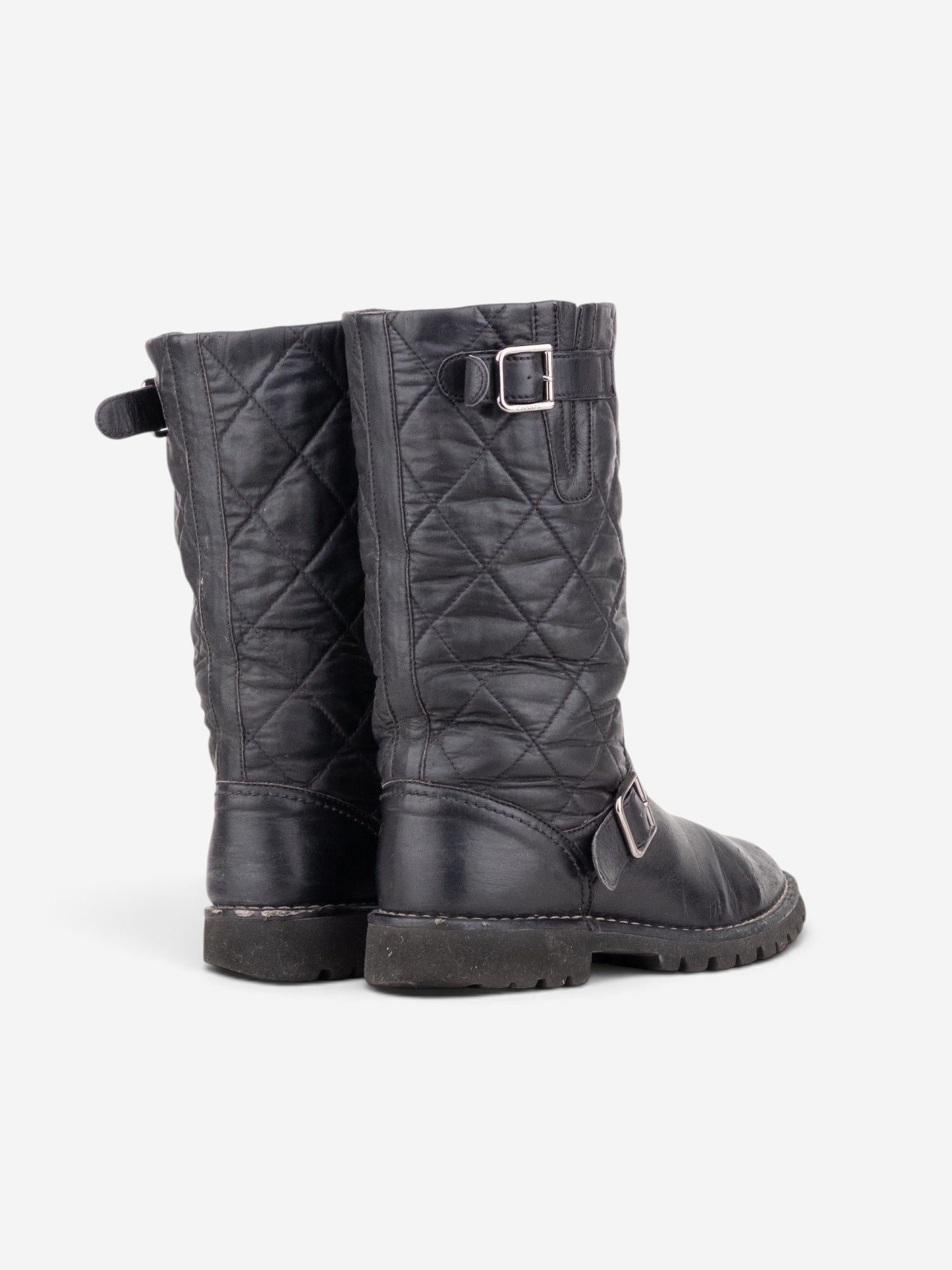 Chanel by Karl Lagerfeld 2010s Quilted Biker Moto Boots – side view