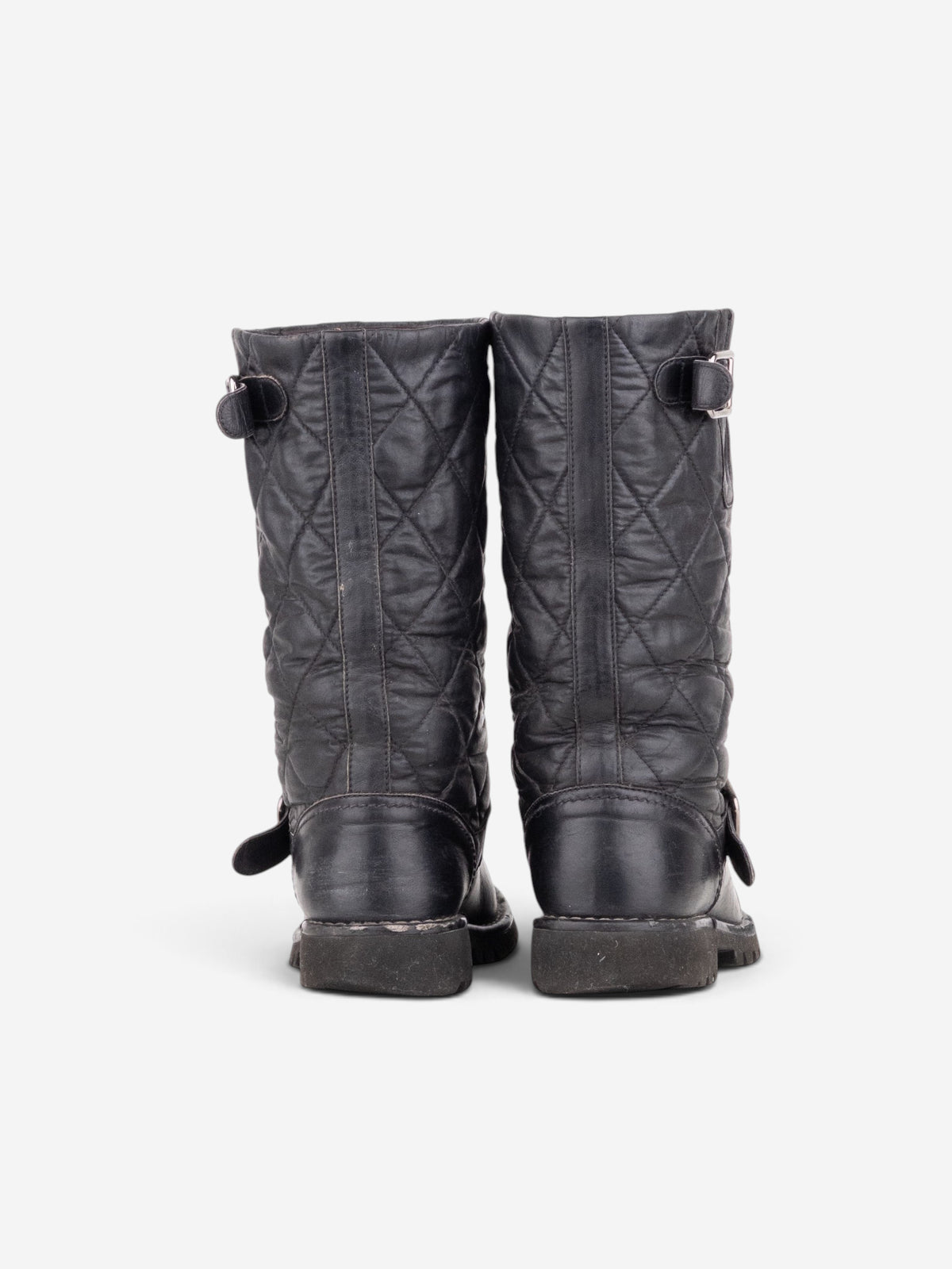 Chanel by Karl Lagerfeld 2010s Quilted Biker Moto Boots – side view