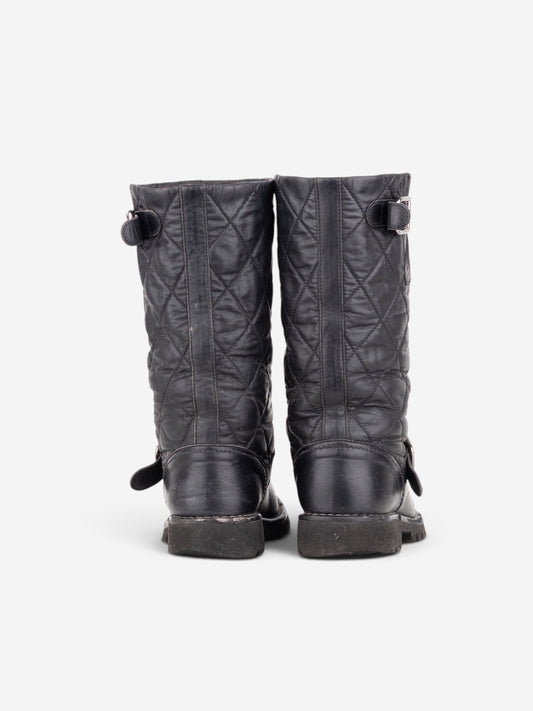 Chanel by Karl Lagerfeld 2010s Quilted Biker Moto Boots – side view