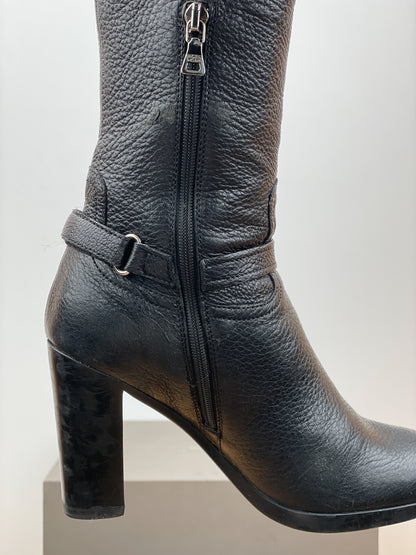 Prada 2000s Knee-High Biker Heel Boots