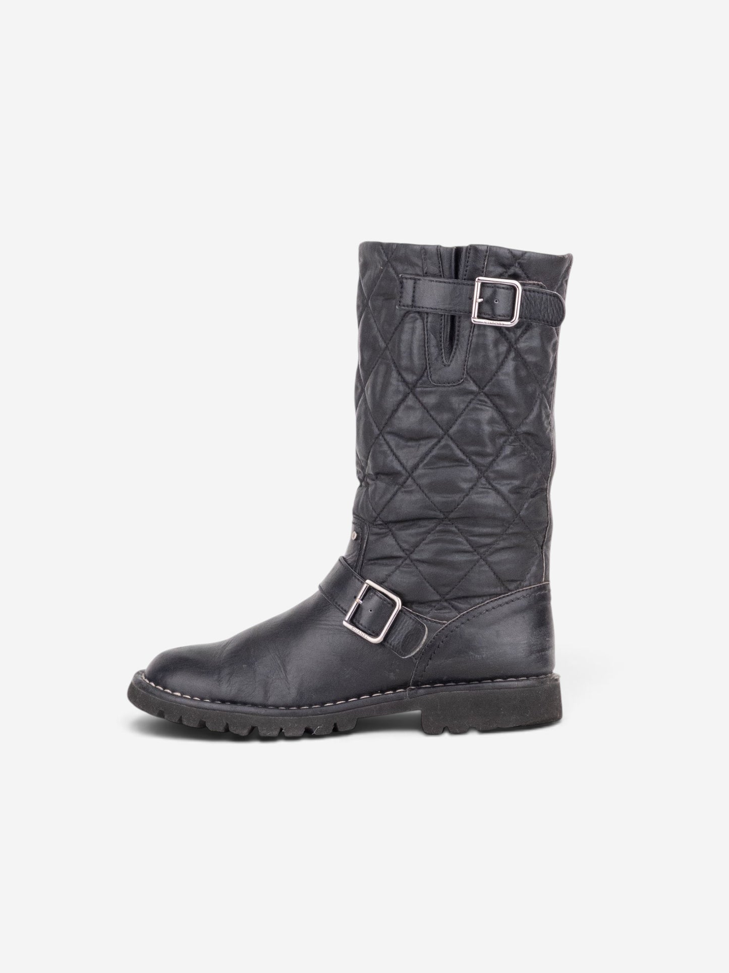 Chanel by Karl Lagerfeld 2010s Quilted Biker Moto Boots – side view
