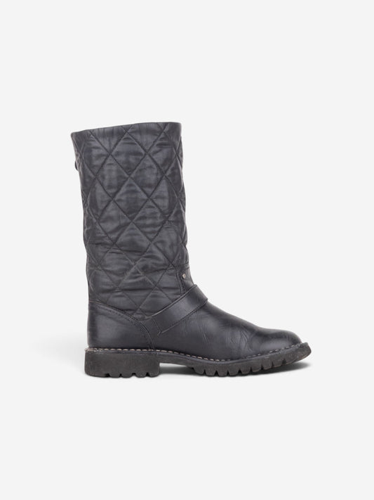 Chanel by Karl Lagerfeld 2010s Quilted Biker Moto Boots – side view