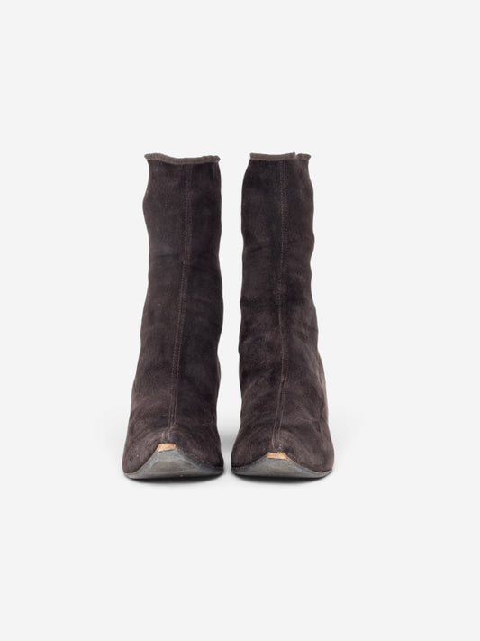 Gucci by Tom Ford SS02 Bamboo Heel Suede Ankle Boots – back view