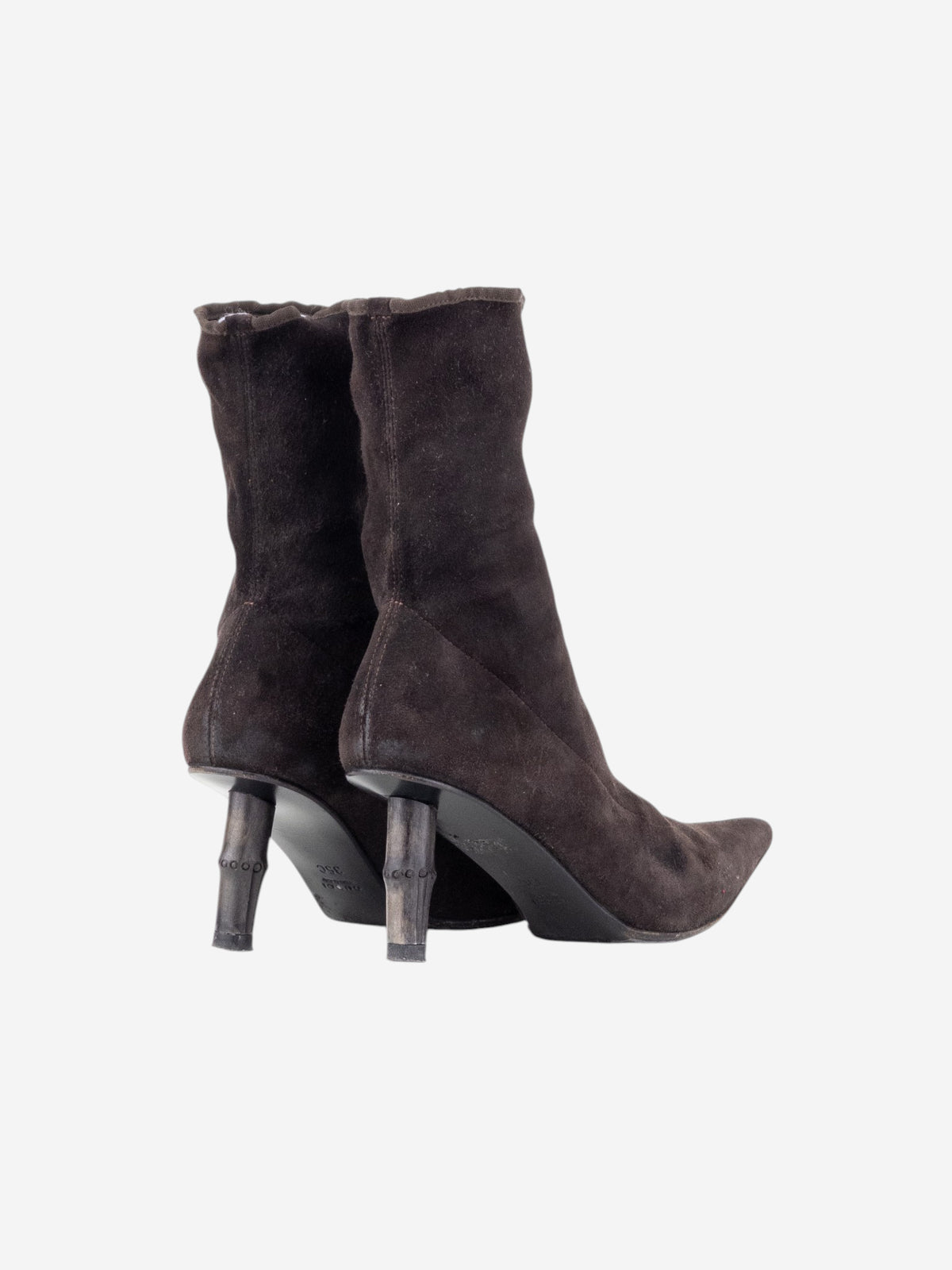 Gucci by Tom Ford SS02 Bamboo Heel Suede Ankle Boots – side view