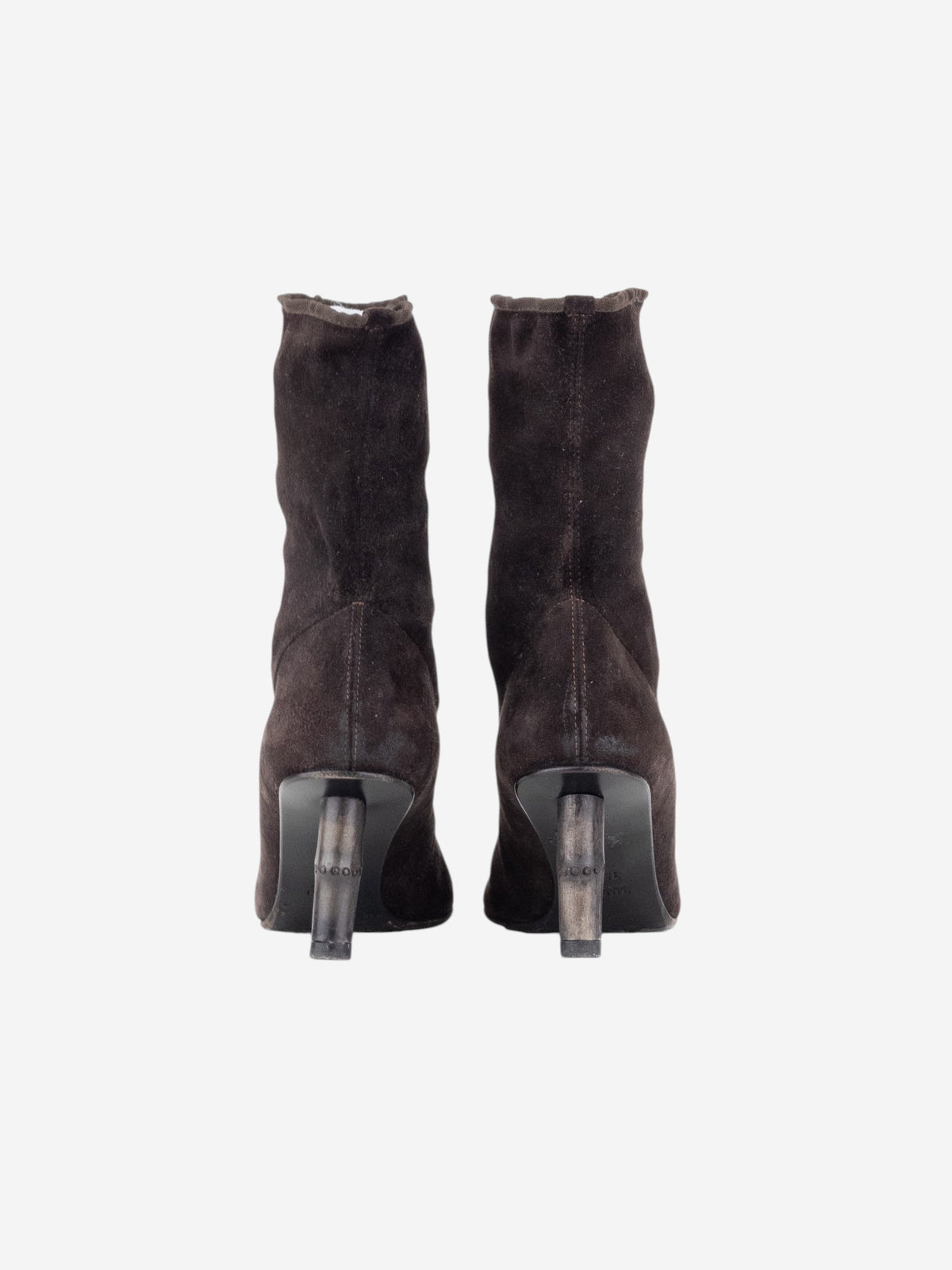 Gucci by Tom Ford SS02 Bamboo Heel Suede Ankle Boots – side view