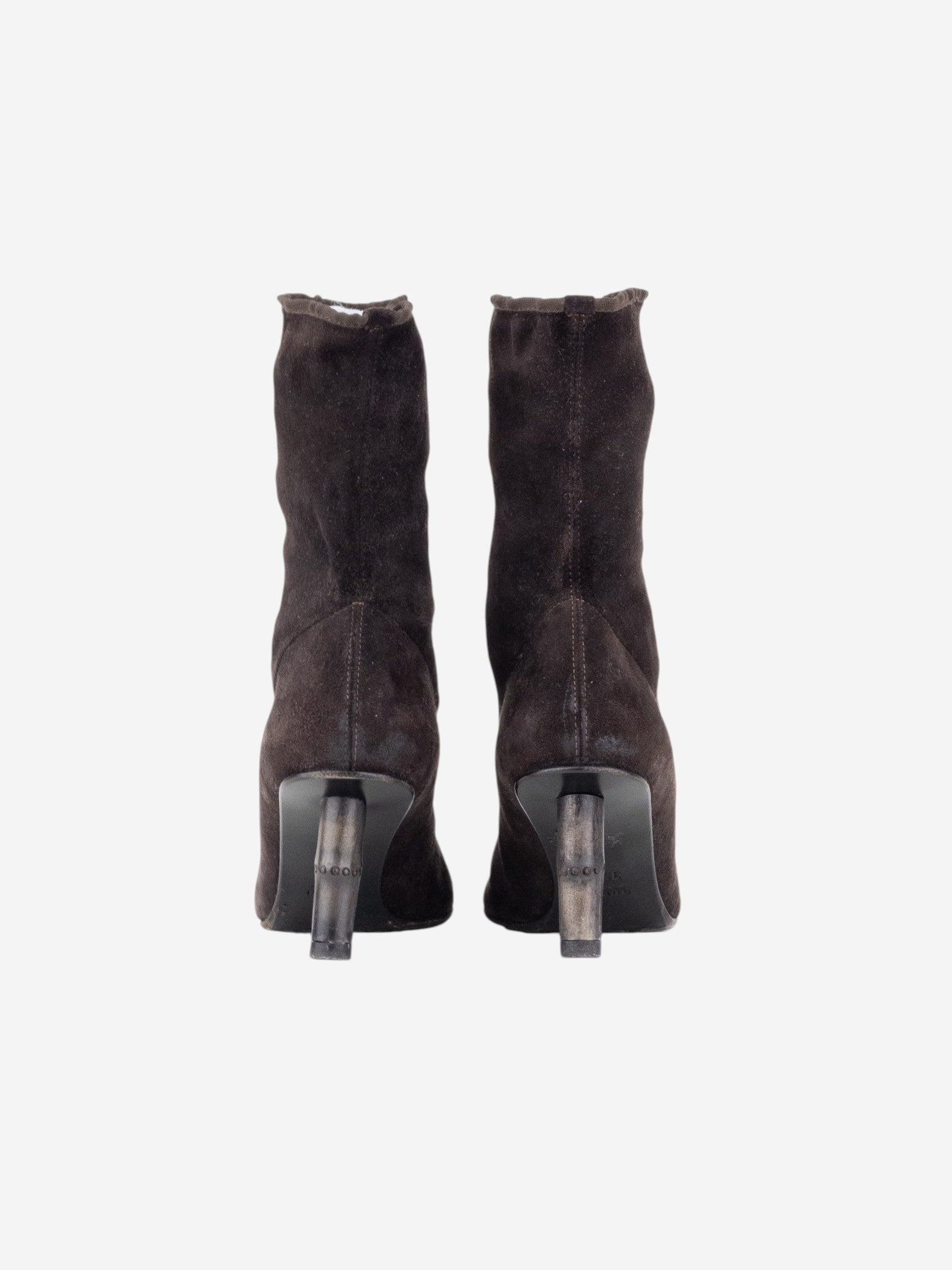 Gucci by Tom Ford SS02 Bamboo Heel Suede Ankle Boots – side view