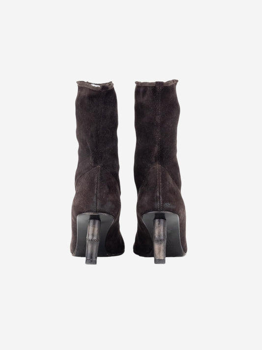 Gucci by Tom Ford SS02 Bamboo Heel Suede Ankle Boots – side view