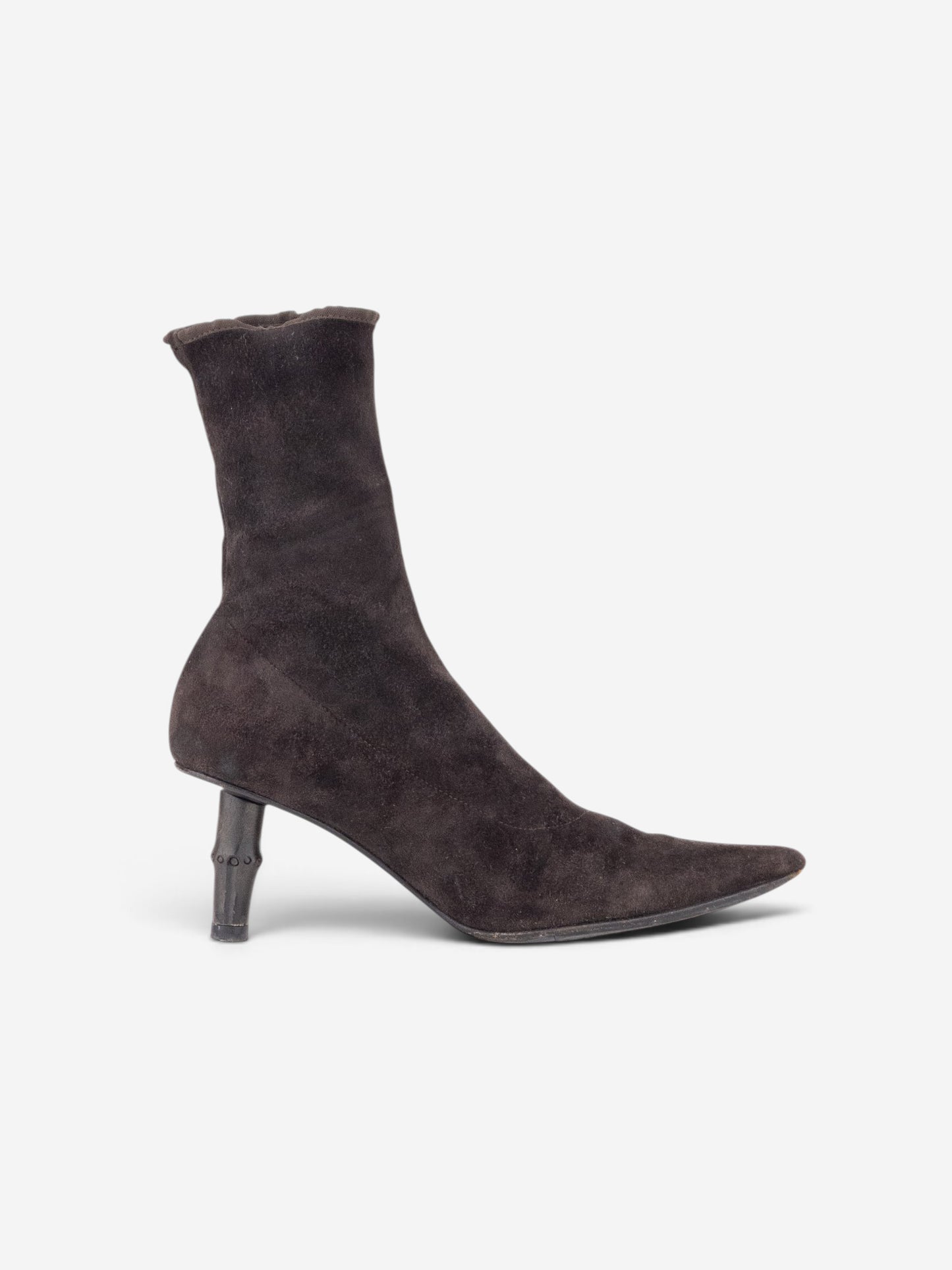 Gucci by Tom Ford SS02 Bamboo Heel Suede Ankle Boots – side view