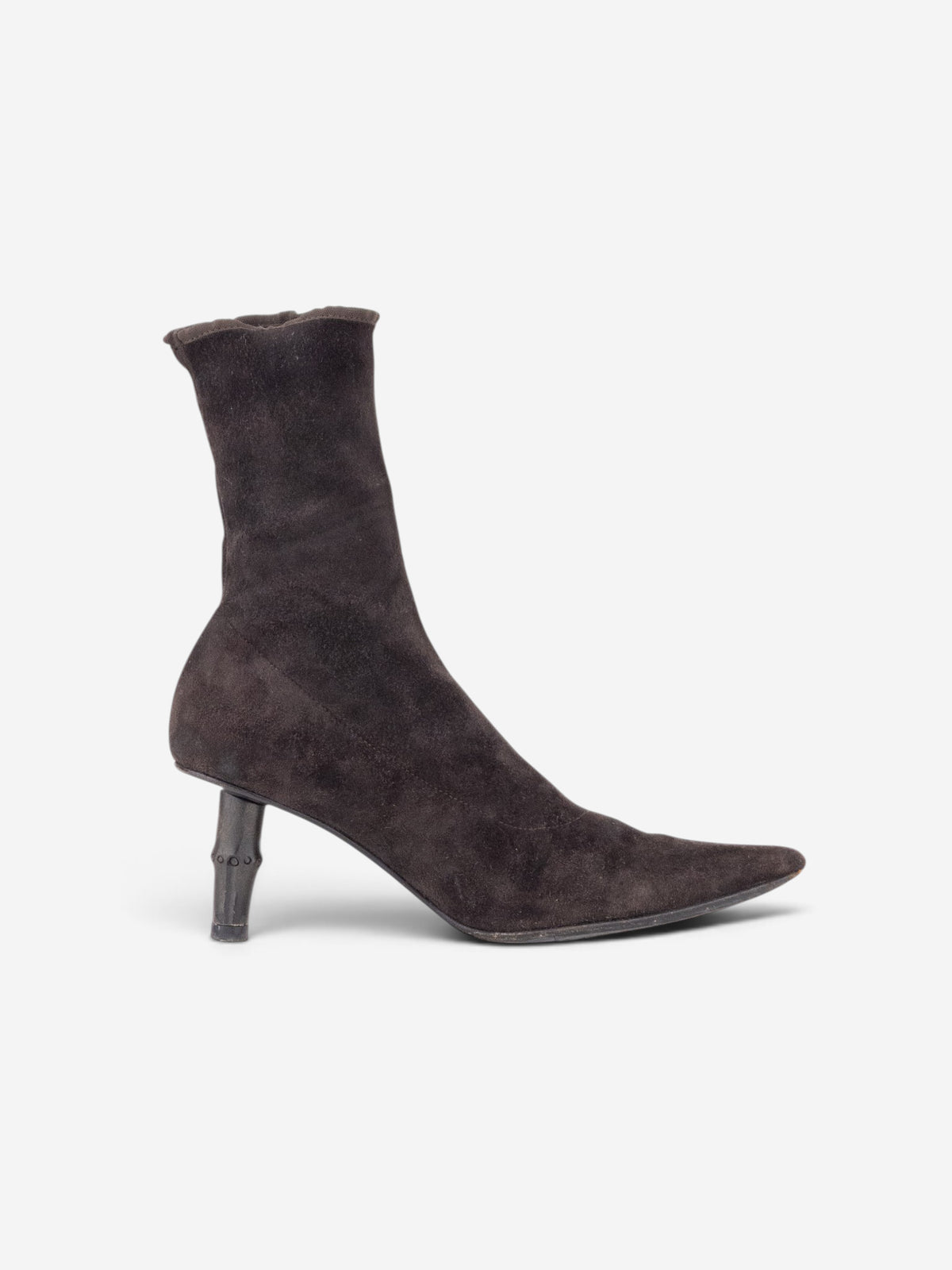 Gucci by Tom Ford SS02 Bamboo Heel Suede Ankle Boots – side view