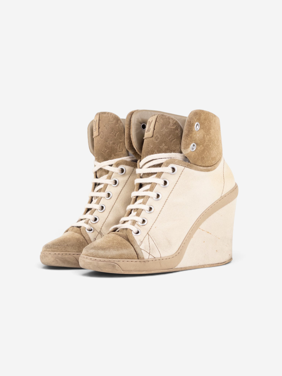 Louis Vuitton by Marc Jacobs 2010s Batignolles Monogram Wedge Sneaker Heels – front view