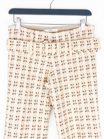 Prada SS02 Gold-Colored Silk Brocade Belted Pants