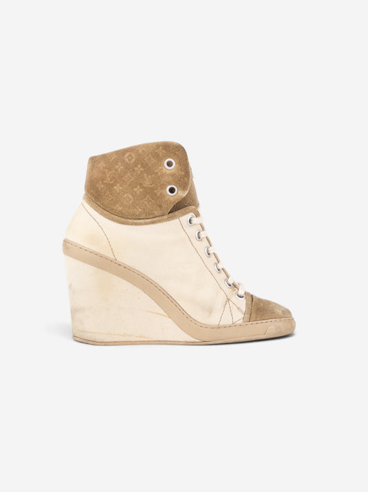 Louis Vuitton by Marc Jacobs 2010s Batignolles Monogram Wedge Sneaker Heels – side view