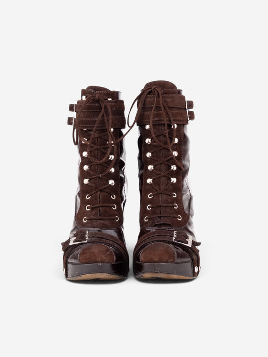 Dior by Galliano SS03 Lace-Up Bondage Ankle Heel Boots – back view