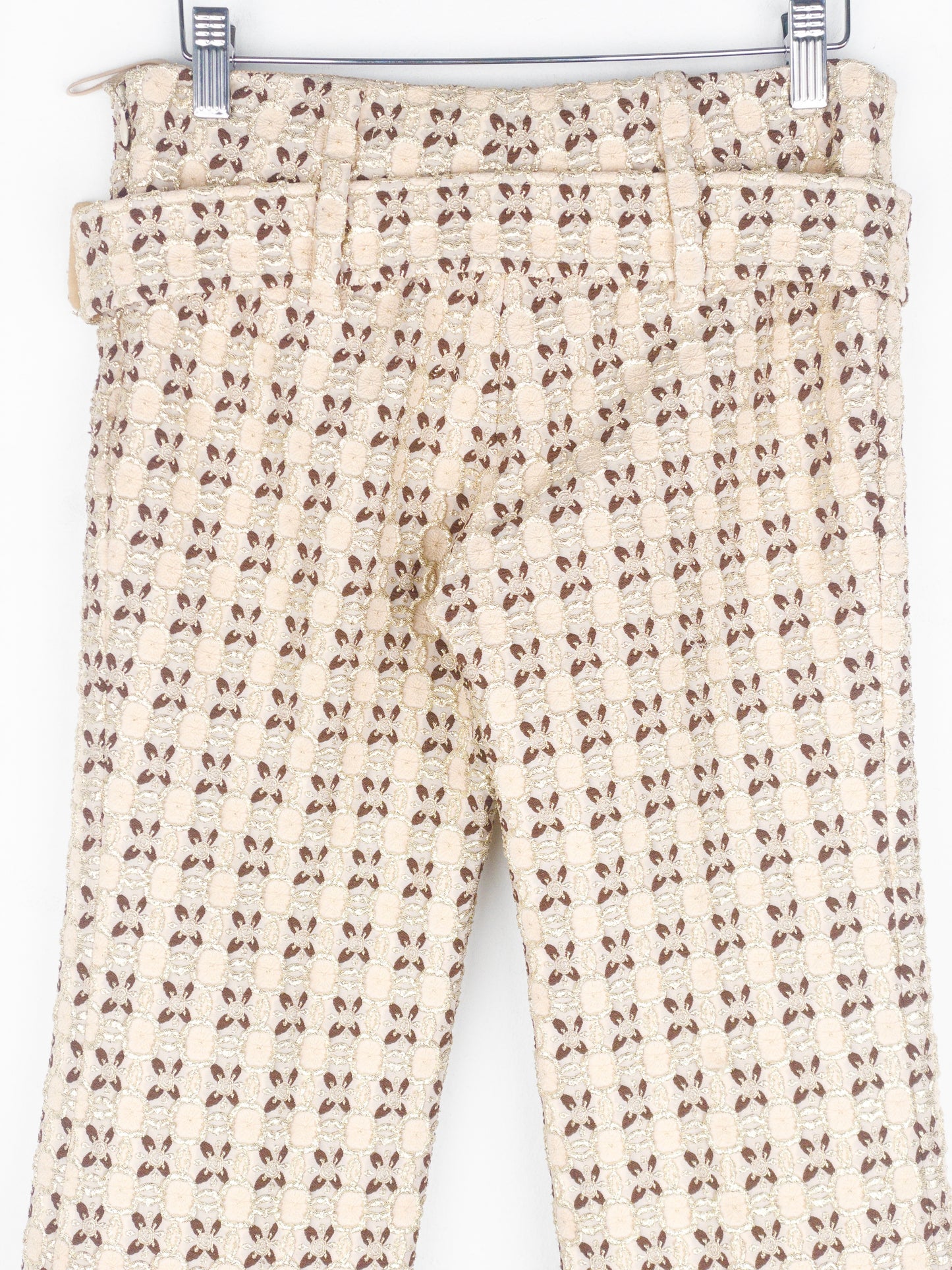 Prada SS02 Gold-Colored Silk Brocade Belted Pants