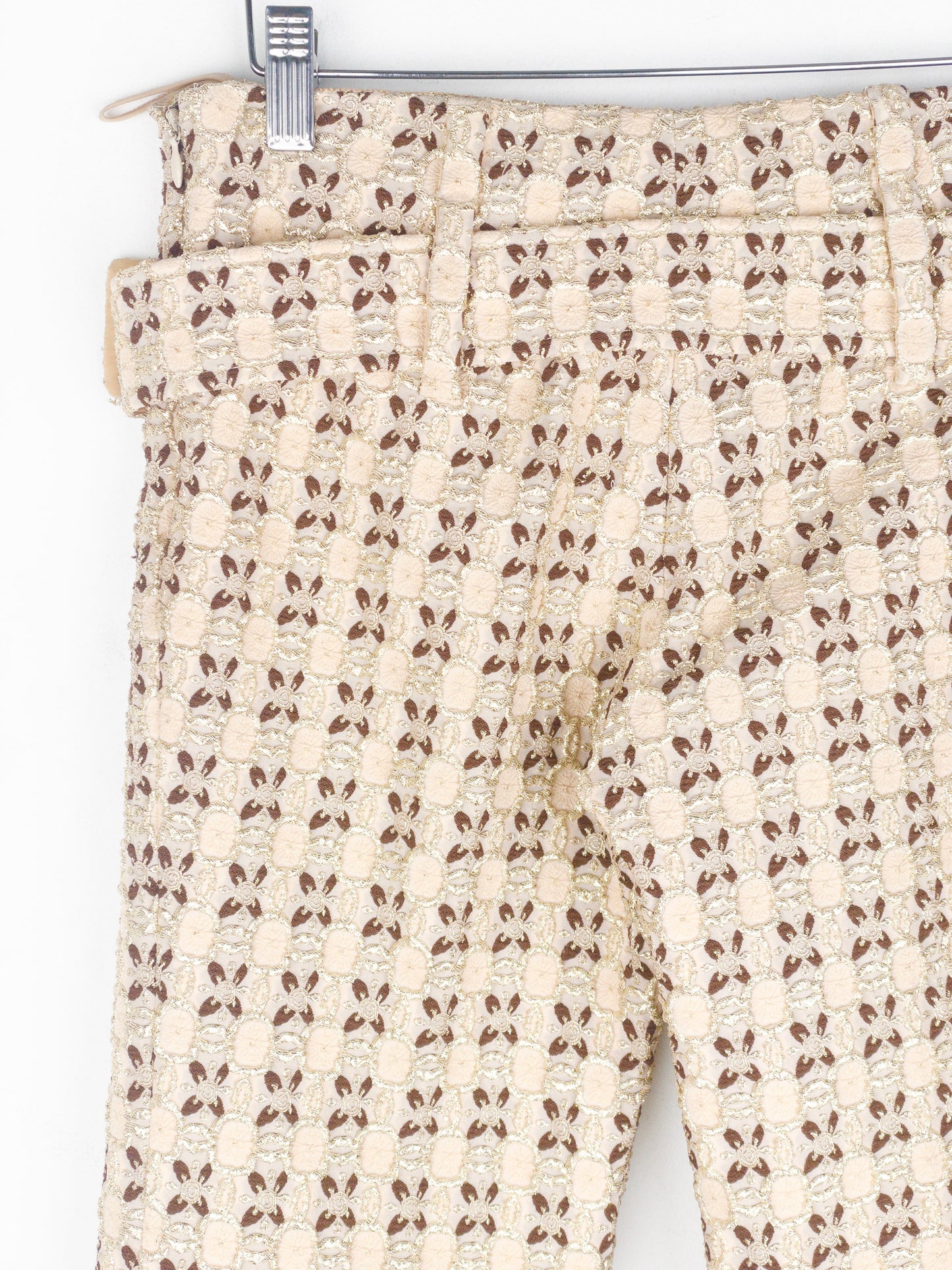 Prada SS02 Gold-Colored Silk Brocade Belted Pants