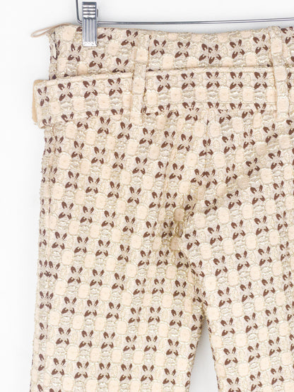Prada SS02 Gold-Colored Silk Brocade Belted Pants