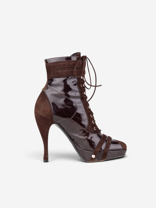 Dior by Galliano SS03 Lace-Up Bondage Ankle Heel Boots – side view