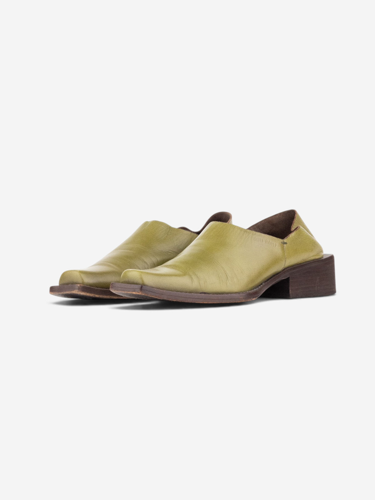 Miu Miu 2000s Square Toe Western Loafer Mules – front view