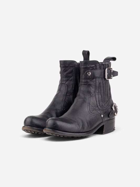 Dior by Galliano 2000s Biker Moto Ankle Boots – front view