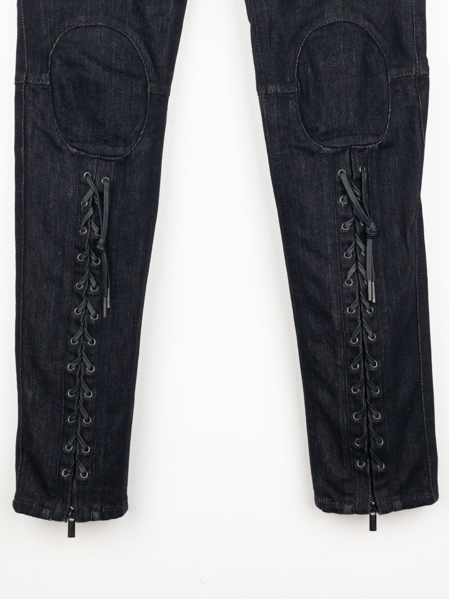 Jean Paul Gaultier 2000s Lace Bondage Denim Biker Jeans