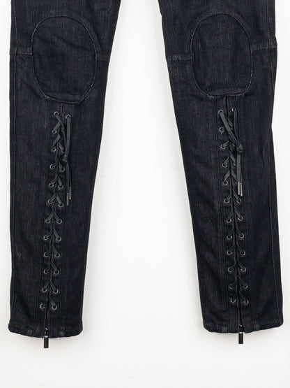 Jean Paul Gaultier 2000s Lace Bondage Denim Biker Jeans