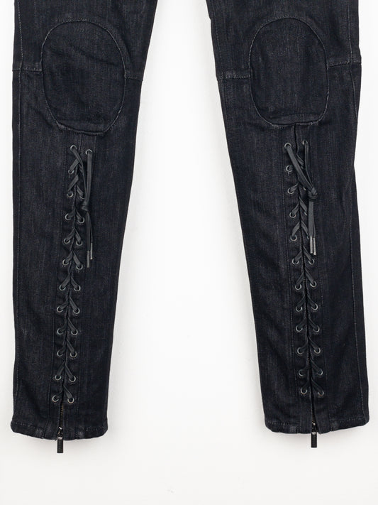 Jean Paul Gaultier 2000s Lace Bondage Denim Biker Jeans – photo 4