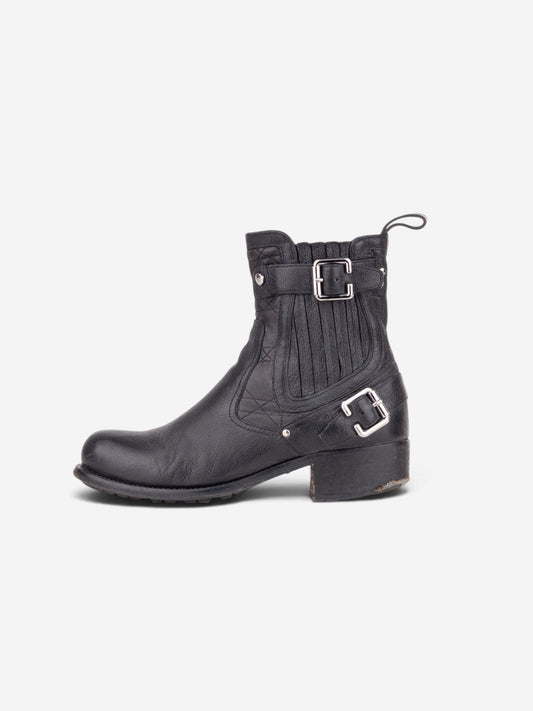 Dior by Galliano 2000s Biker Moto Ankle Boots – side view