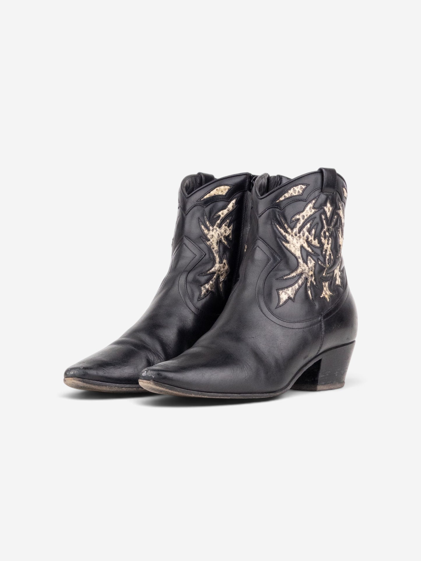 Saint Laurent by Anthony Vaccarello SS17 Python Western Cowboy Ankle Boots – front view