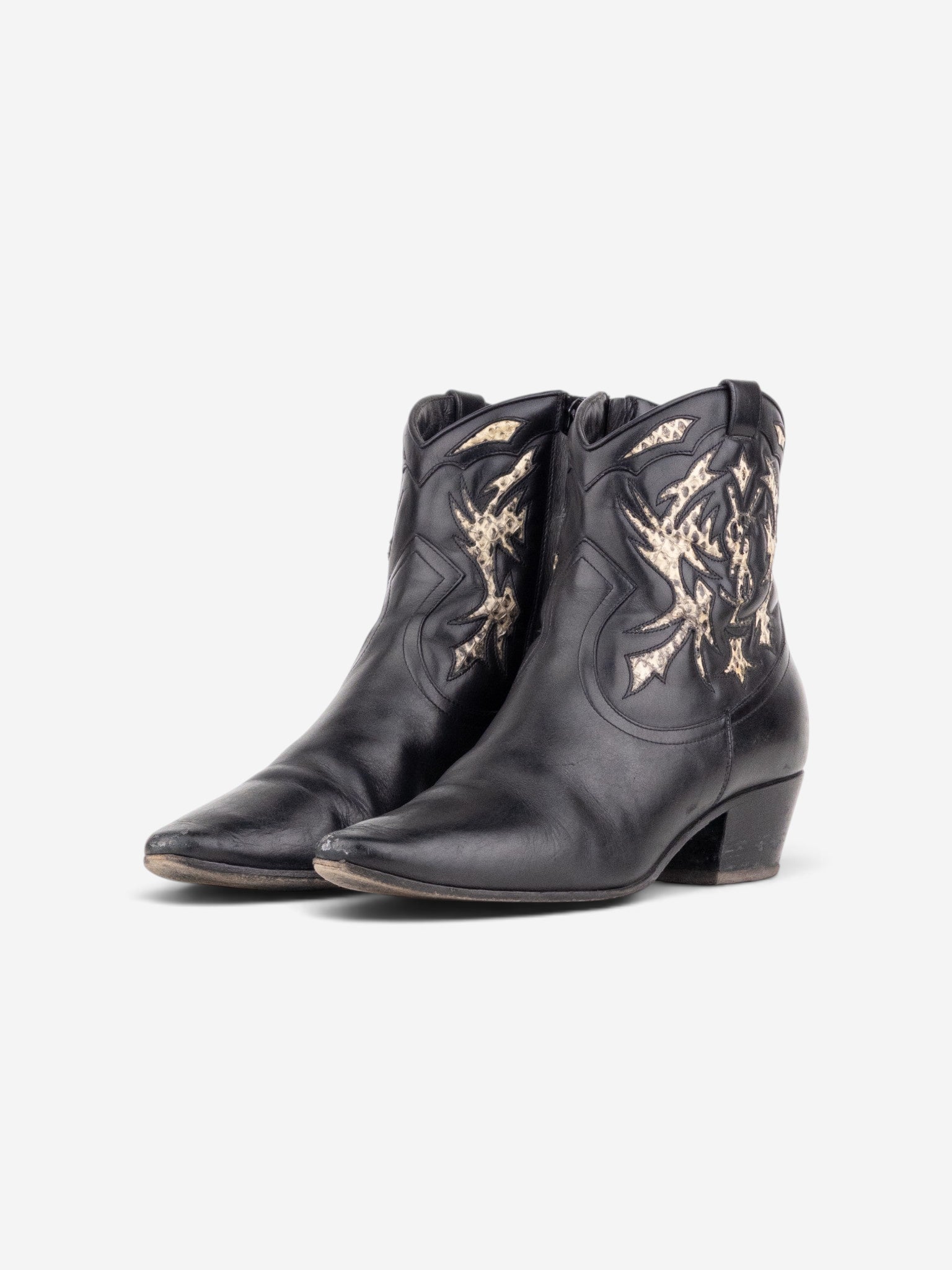Saint Laurent by Anthony Vaccarello SS17 Python Western Cowboy Ankle Boots – front view