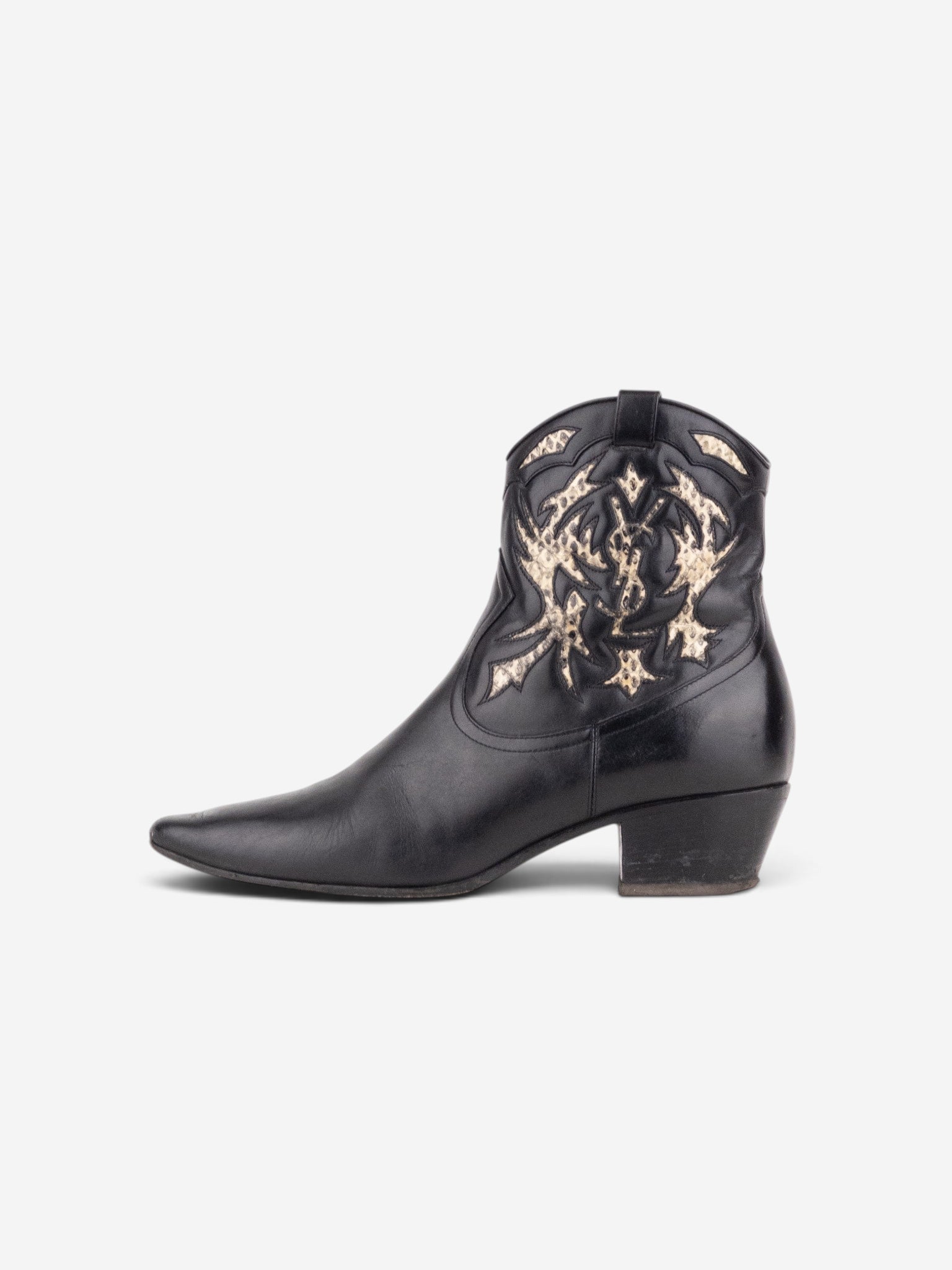 Saint Laurent by Anthony Vaccarello SS17 Python Western Cowboy Ankle Boots – side view