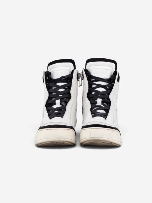 Balmain by Olivier Rousteing AW13 Quilted Leather High-Top Logo Sneakers – back view