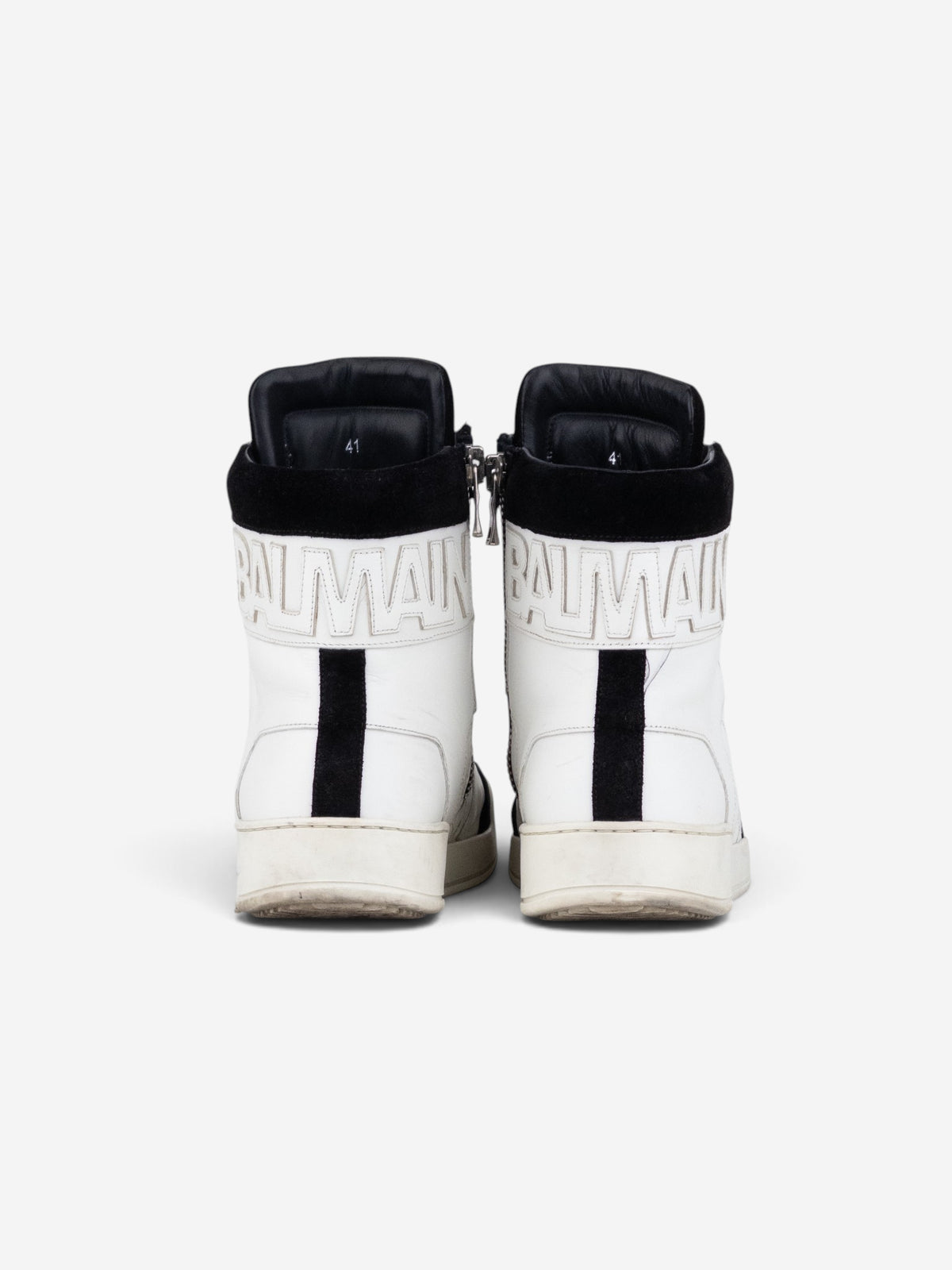 Balmain by Olivier Rousteing AW13 Quilted Leather High-Top Logo Sneakers – side view