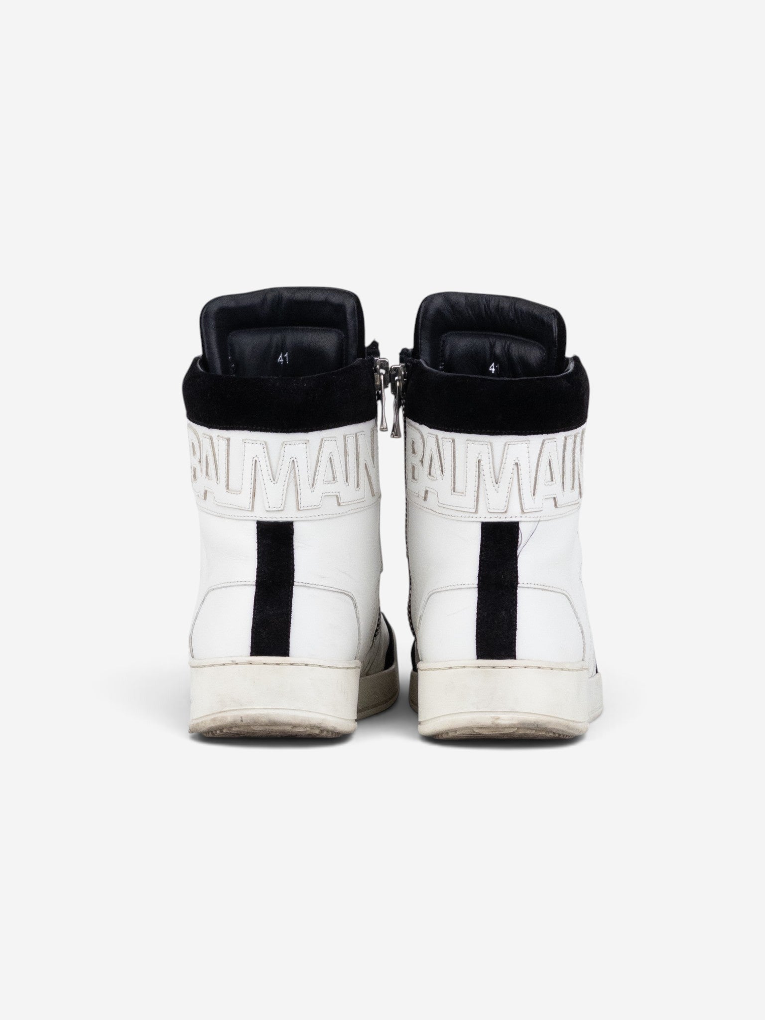 Balmain by Olivier Rousteing AW13 Quilted Leather High-Top Logo Sneakers – side view