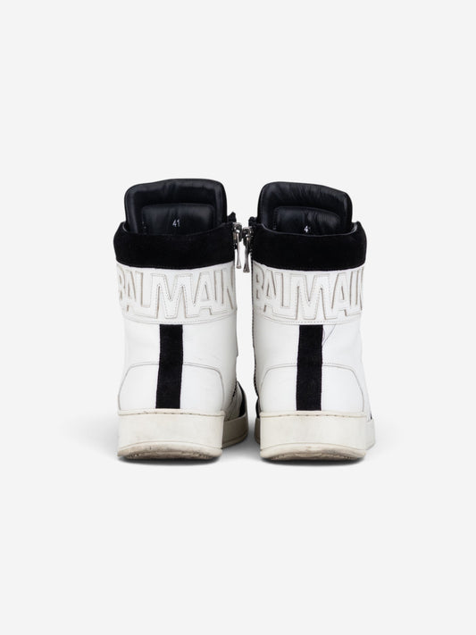 Balmain by Olivier Rousteing AW13 Quilted Leather High-Top Logo Sneakers – side view