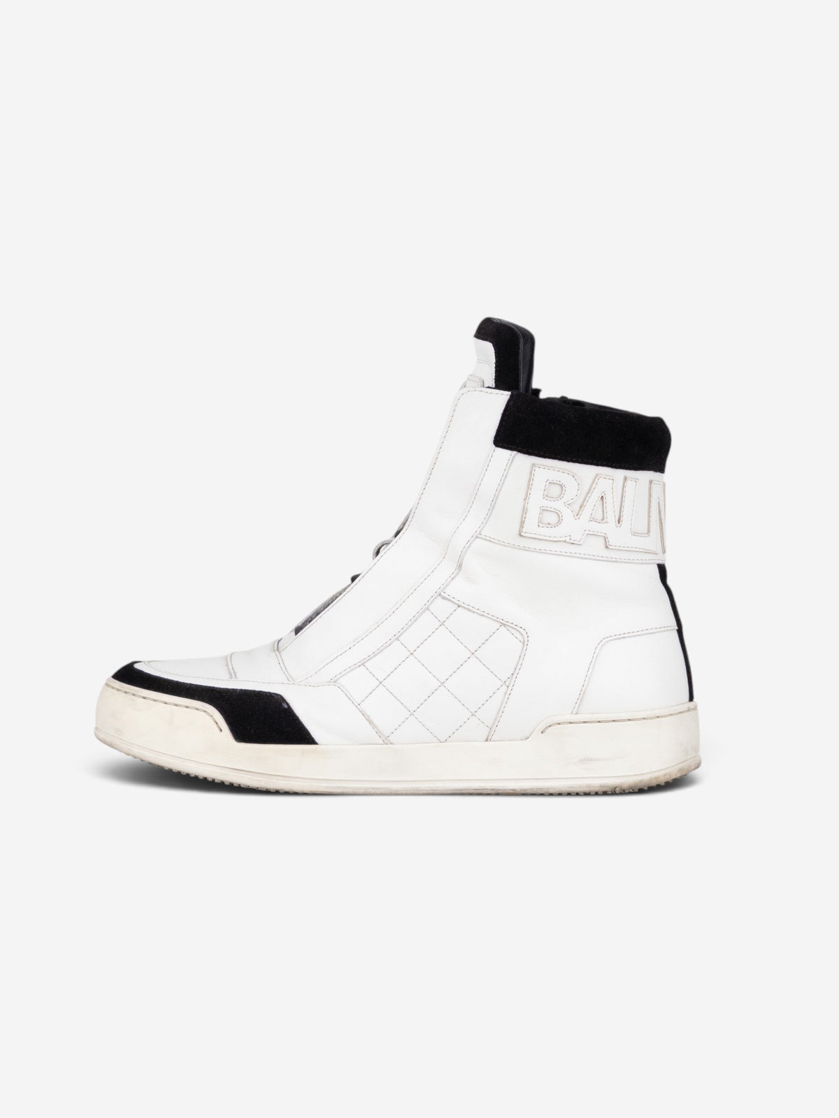 Balmain by Olivier Rousteing AW13 Quilted Leather High-Top Logo Sneakers – side view