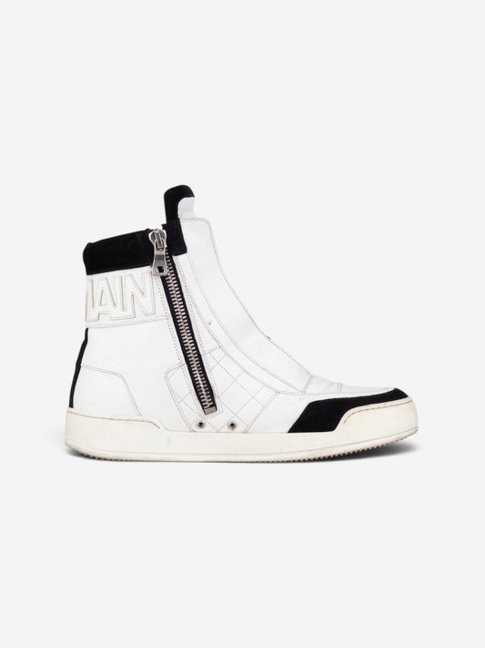 Balmain by Olivier Rousteing AW13 Quilted Leather High-Top Logo Sneakers – side view