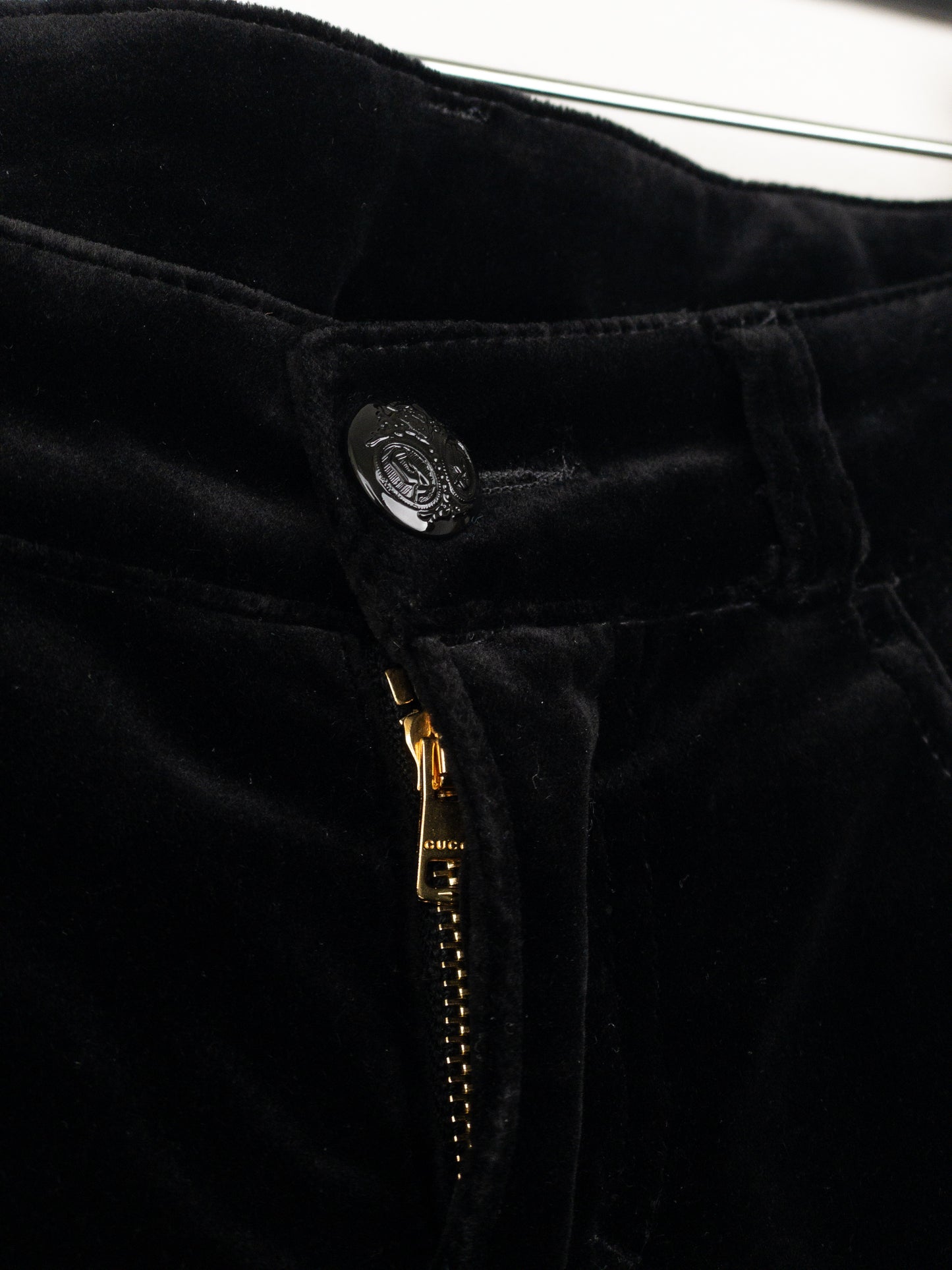 Gucci by Tom Ford AW01 Logo-Embroidered Flared Velvet Pants