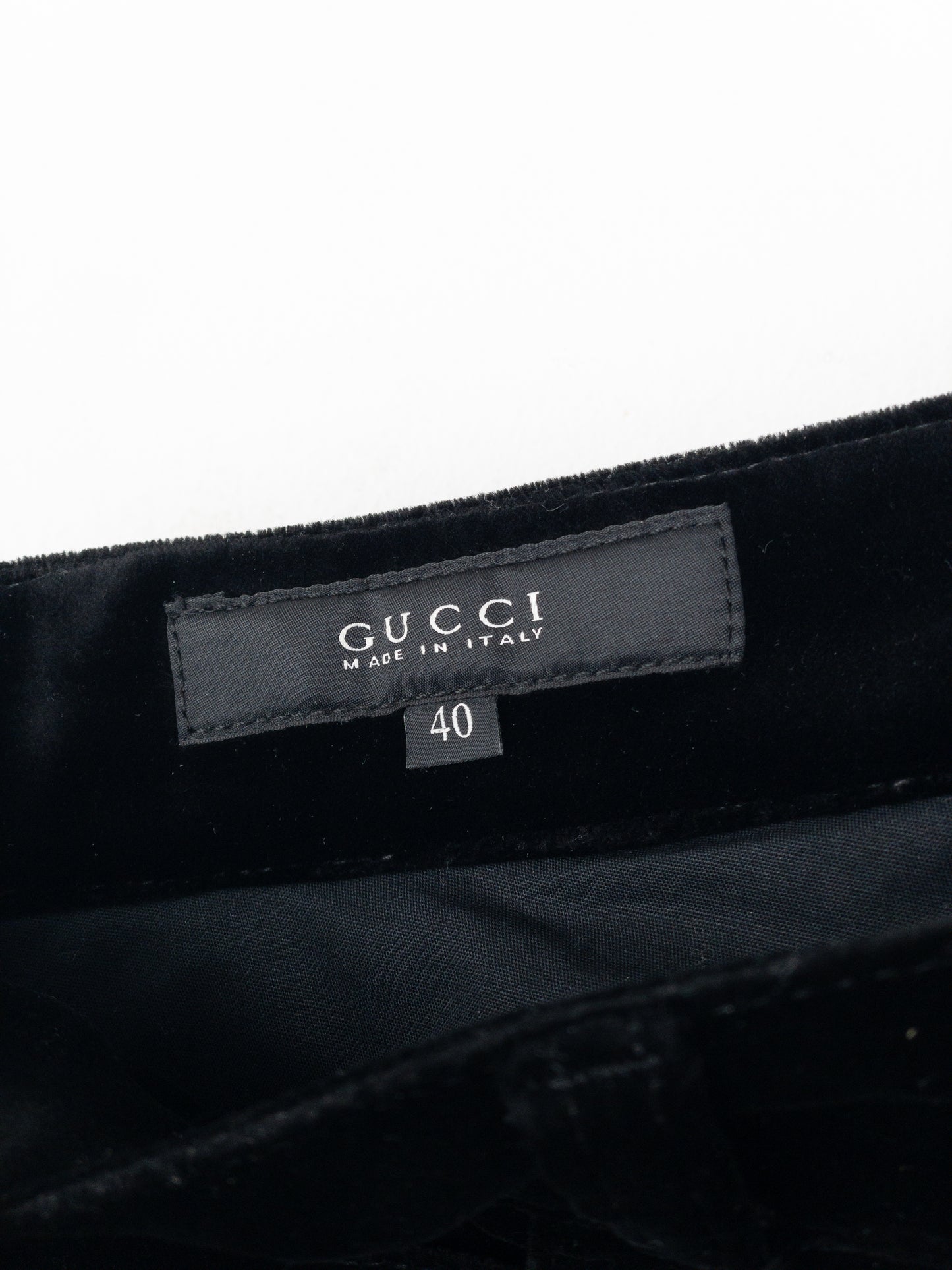 Gucci by Tom Ford AW01 Logo-Embroidered Flared Velvet Pants