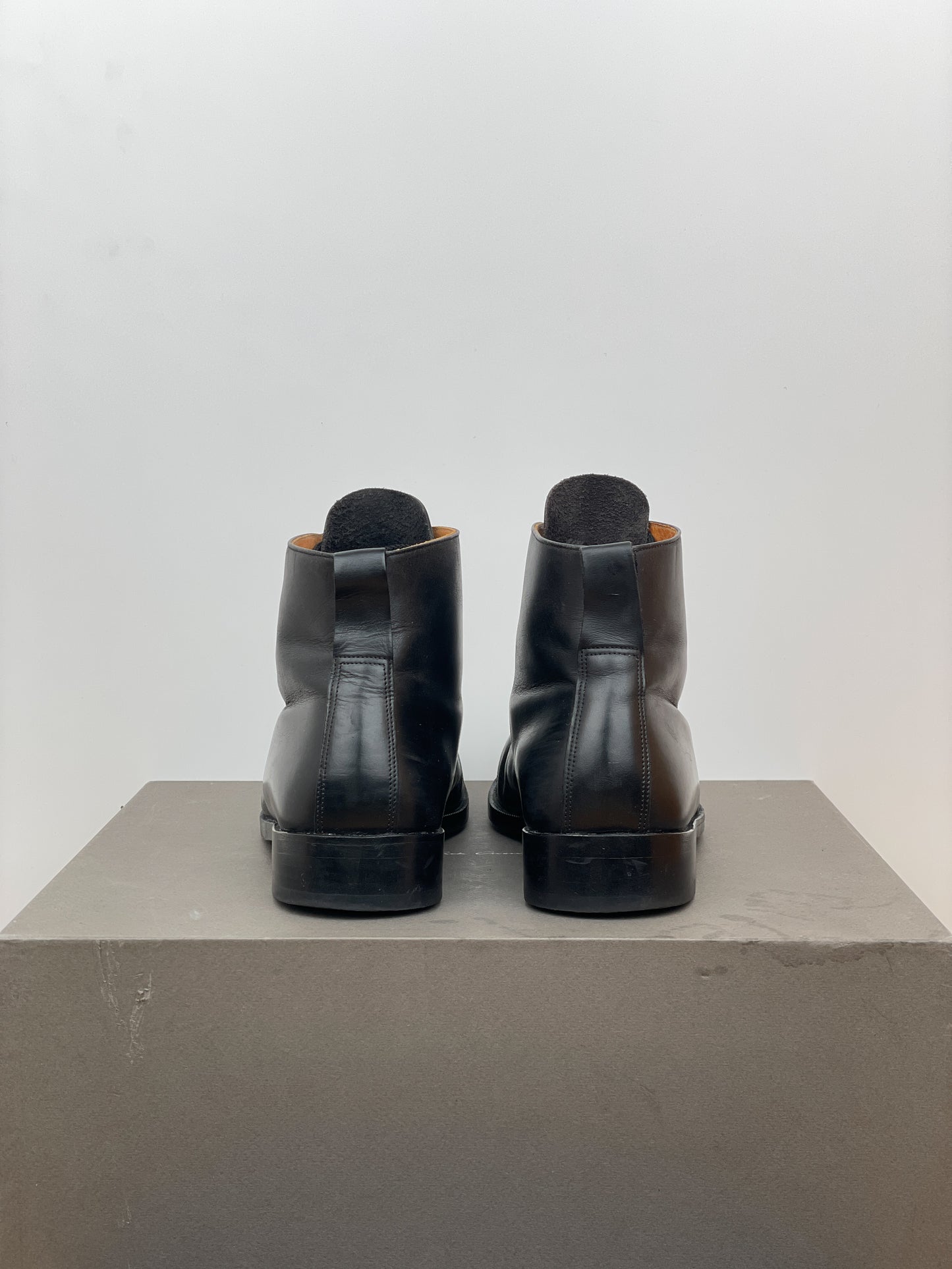 Helmut Lang 1990s Leather Combat Ankle Boots